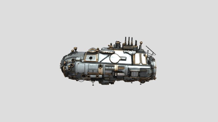 ancient spaceship with a big sound system 3D Model
