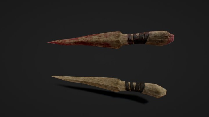 Wooden Knife (with Bloody Variant) 3D Model