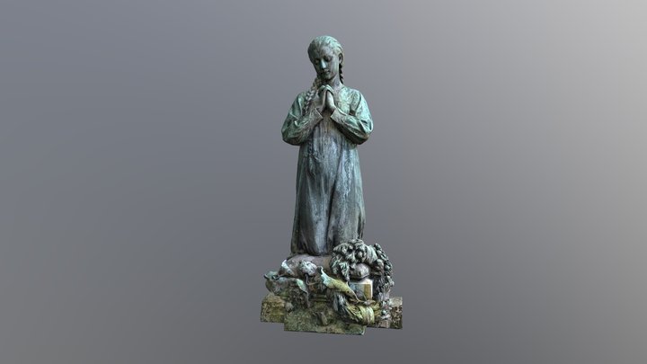 Praying Girl Sculpture 3D Model