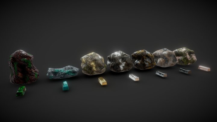 Ores and ingots 2 3D Model