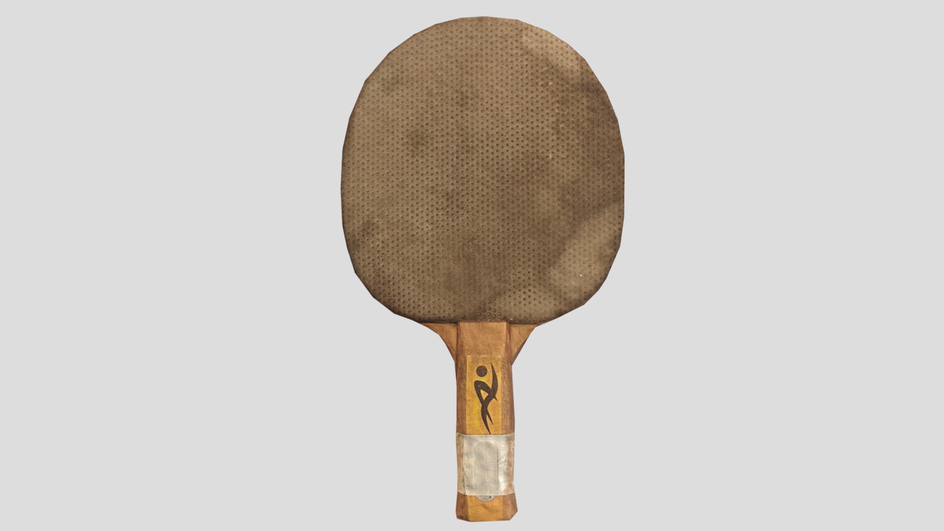 3D model Old Table Tennis Racket - This is a 3D model of the Old Table Tennis Racket. The 3D model is about a wooden post with a round top.