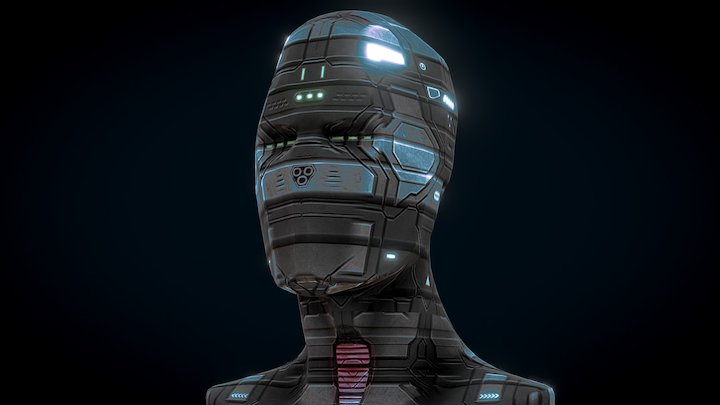 Sci Fi Head Low Poly 3D Model