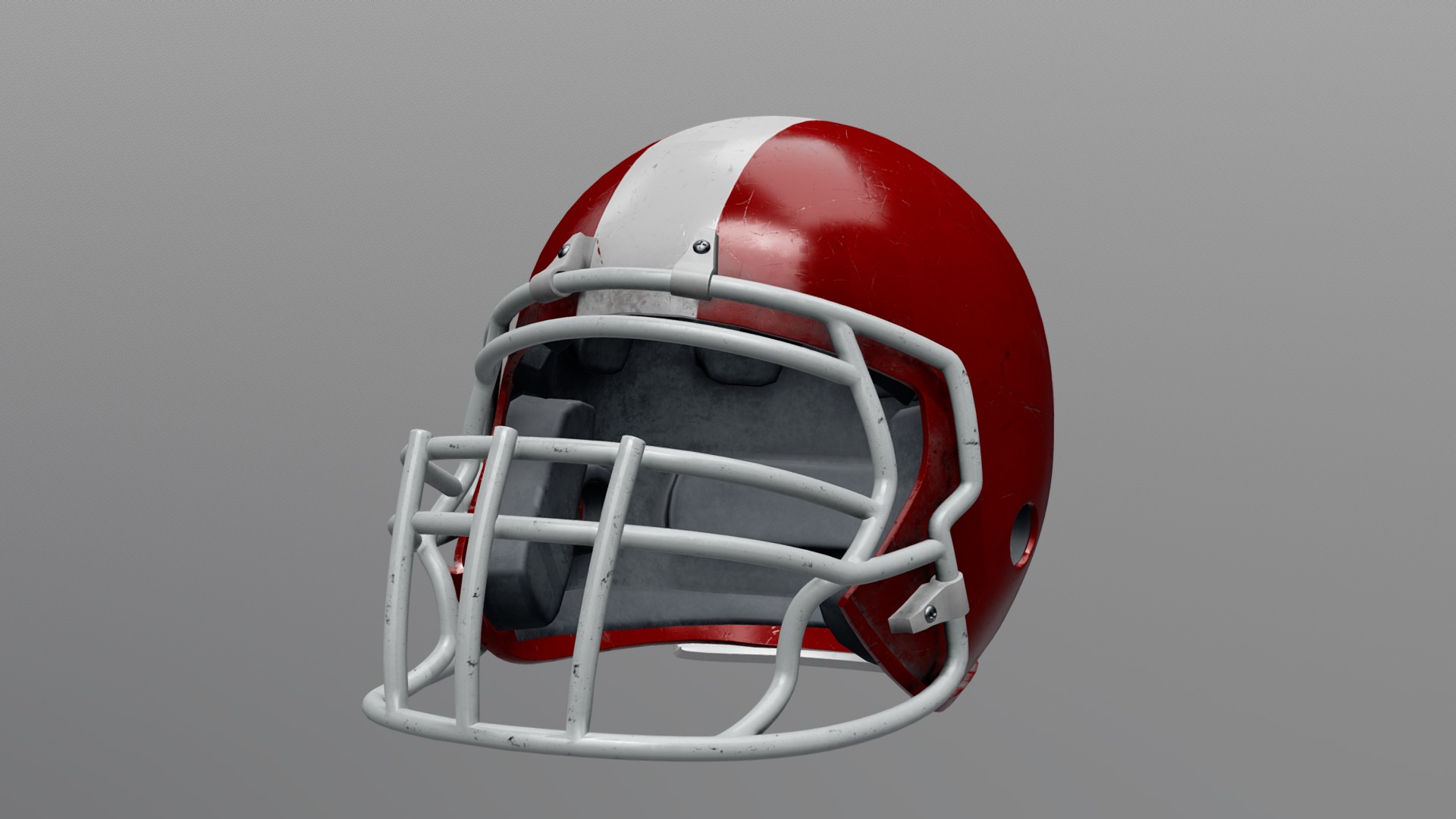 3D model Old and Used American Football Helmet - This is a 3D model of the Old and Used American Football Helmet. The 3D model is about a red and white basketball.