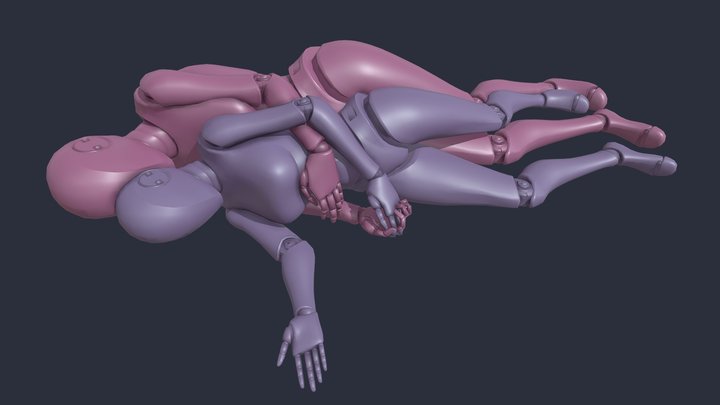 Two Cuddling Mannequins Pose Sketch Reference 3D Model