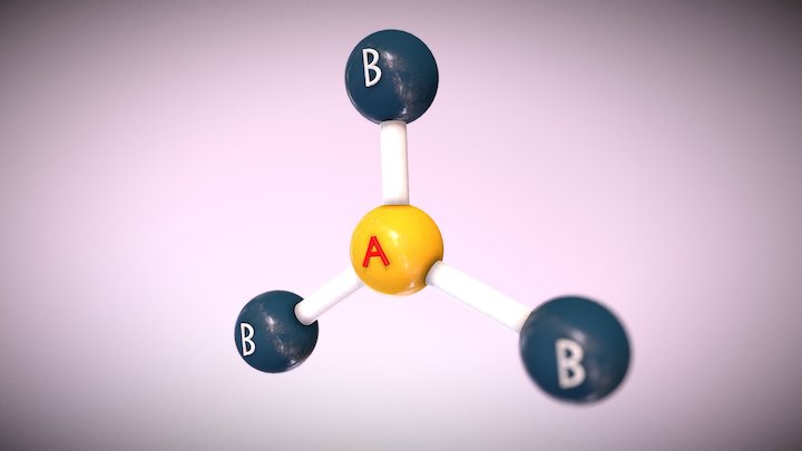 Molecular สามเหลี่ยมระนาบ 120 องศา 3D Model