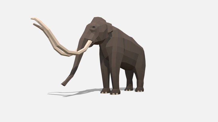 Low poly Columbian mammoth (Mammuthus columbi) 3D Model
