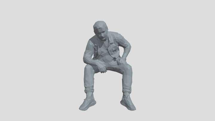 Lowpoly Male Sitting 3D Model