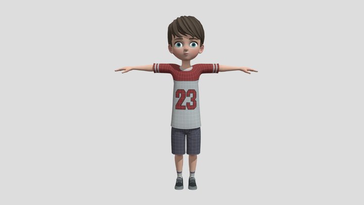 Cartoon boy rigged 3D Model
