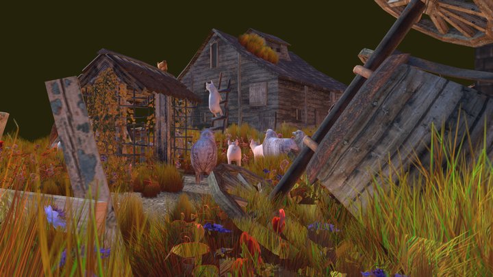 DAE Diorama retake - Small farm 3D Model