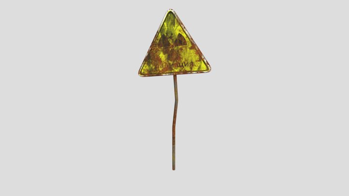 Radiation Sign Dirty Destroyed 3D Model