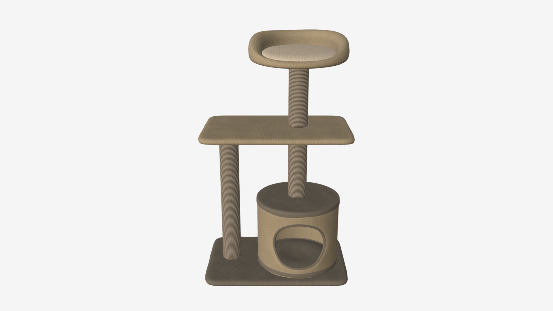 3D model pet playhouse - This is a 3D model of the pet playhouse. The 3D model is about a black and silver stool.