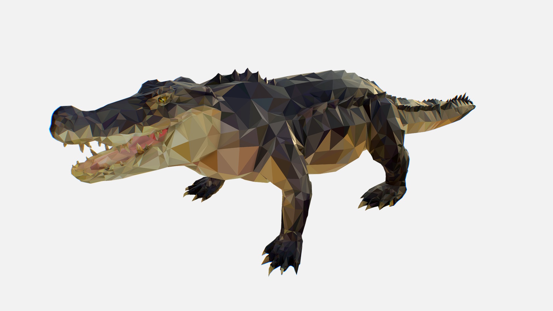3D model Low Poly Art Crocodile Reptile - This is a 3D model of the Low Poly Art Crocodile Reptile. The 3D model is about a colorful lizard with a white background.