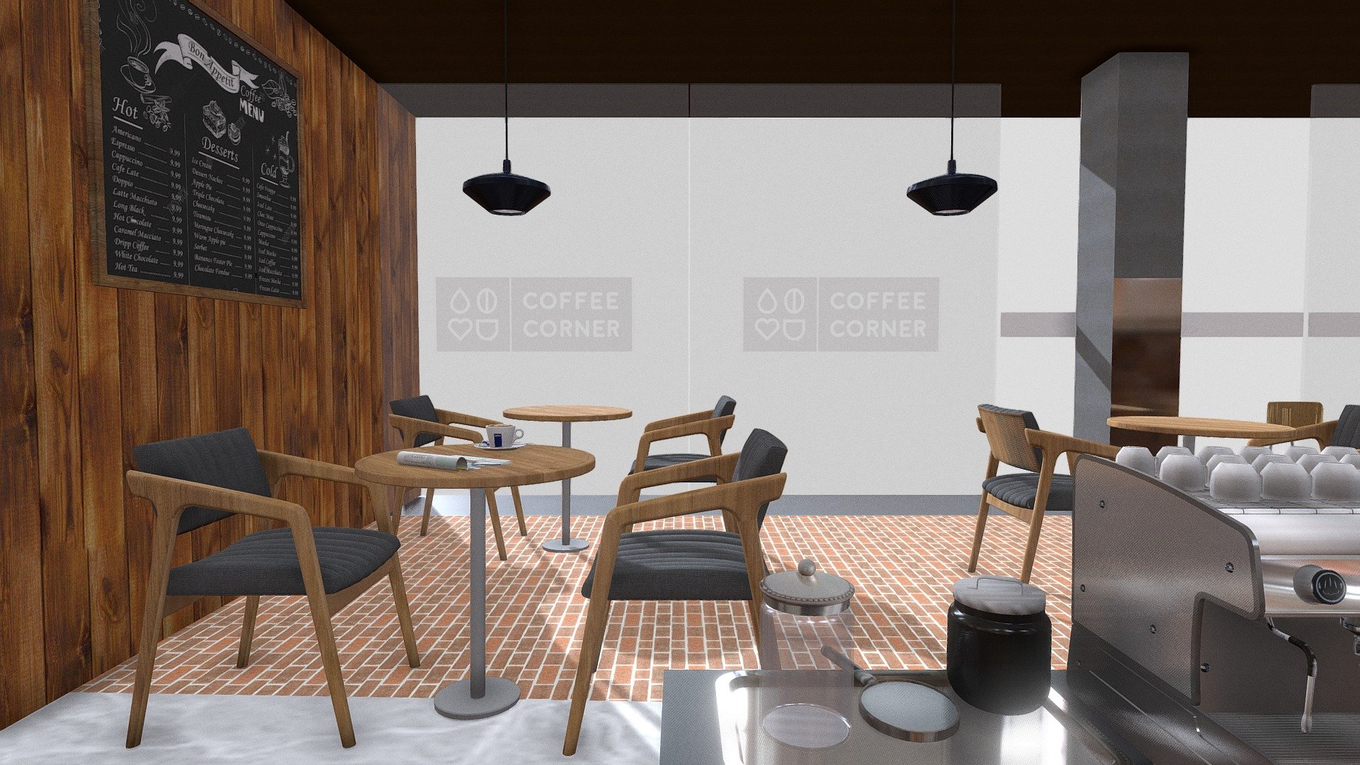 Coffee Shop Interior Buy Royalty Free 3D Model By Okotaru 