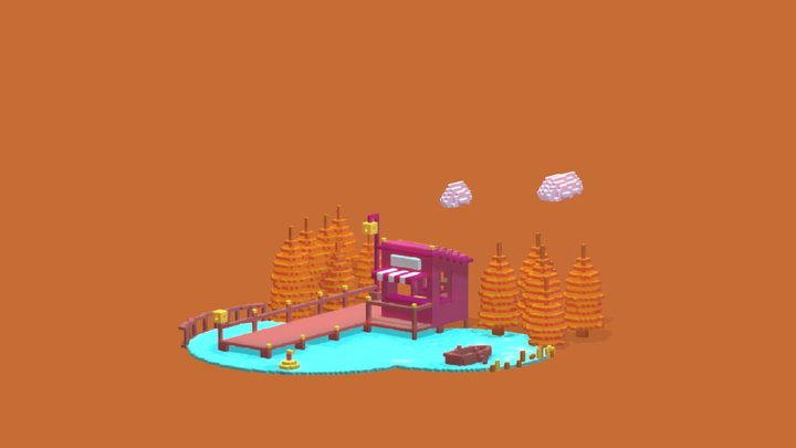 cabin lake voxel 3D Model