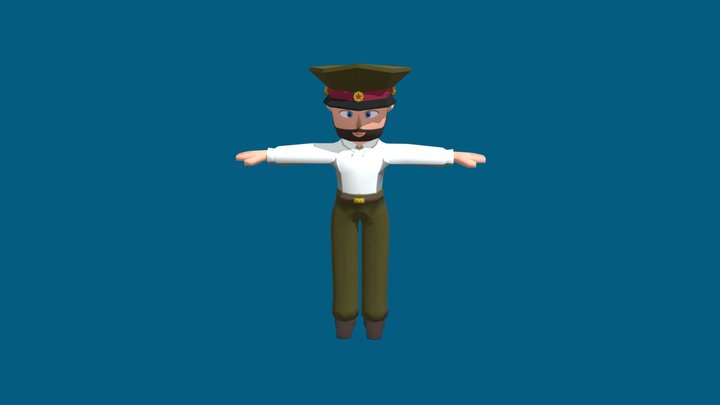 Lowpoly Character "Iwan Aleksandrovic" with hat 3D Model