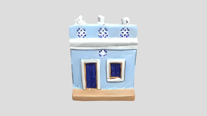 A small blue house model 3D Model