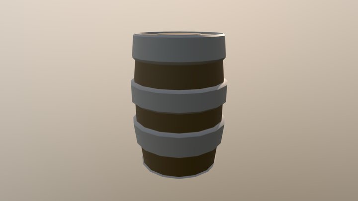 Low Poly Whiskey Barrel 3D Model