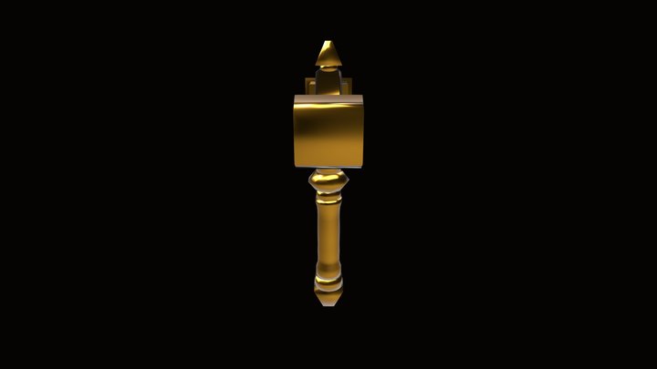 Golden Dwarf Hammer 3D Model