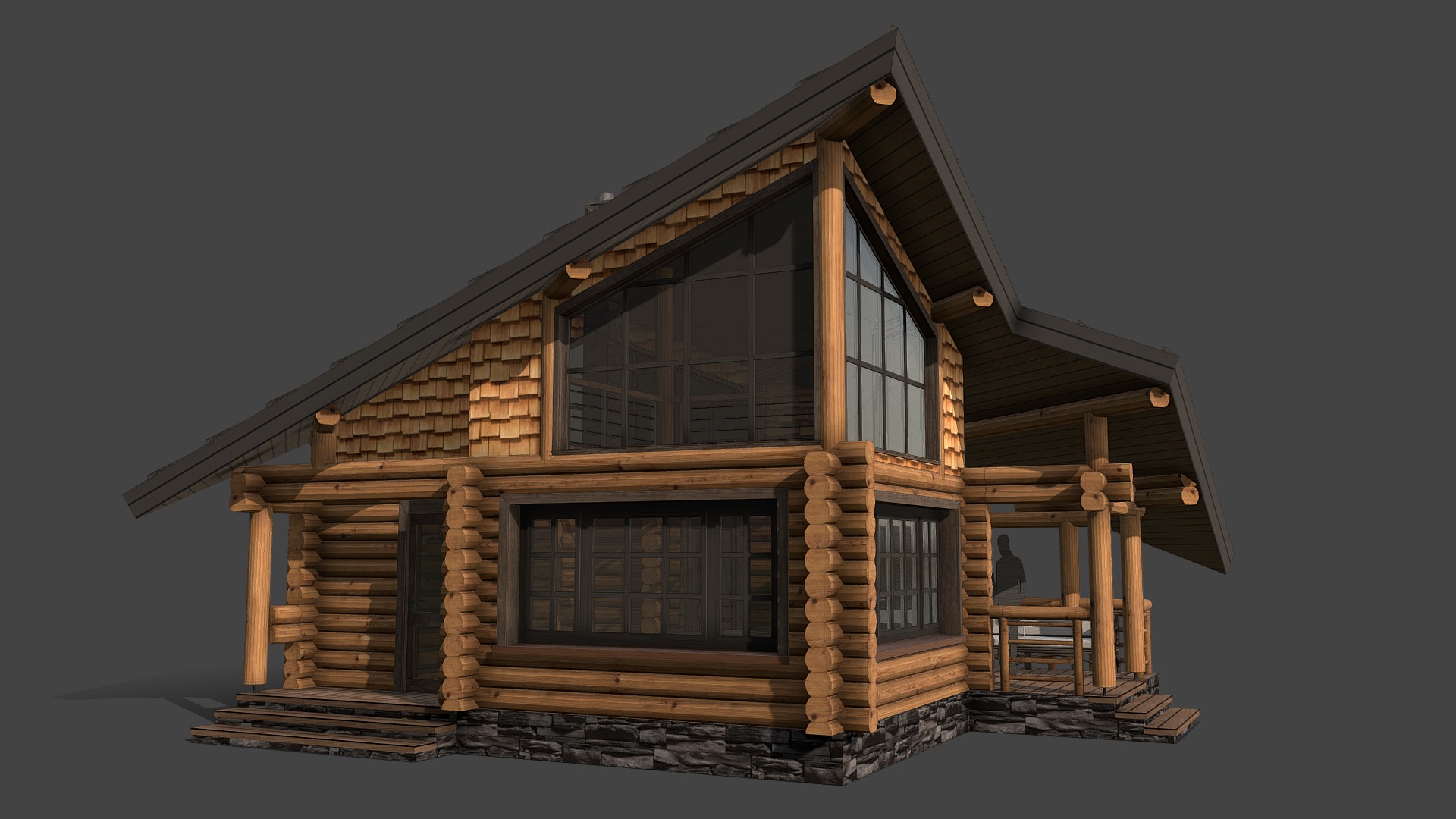 3D model Баня 1.0 (Конаково) - This is a 3D model of the Баня 1.0 (Конаково). The 3D model is about a house with a porch.