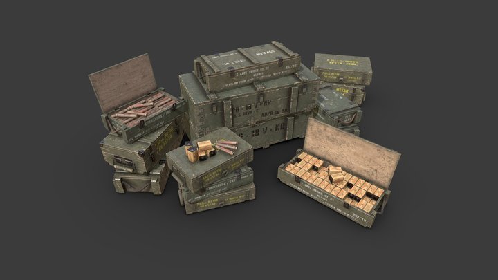 WW2 crates 3D Model