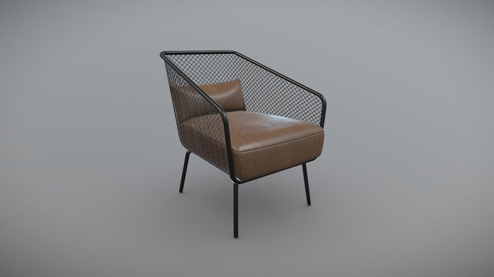 Modern Metallic Meshed Armchair - A018 3D Model