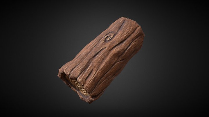 Stylized Wooden Log 3D Model
