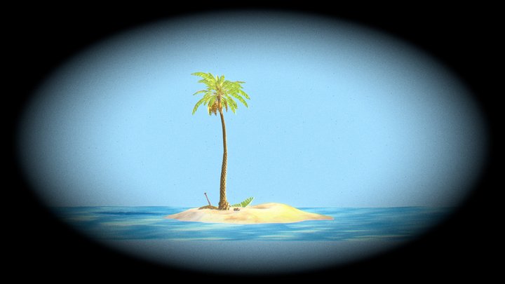 Painted Tiny Island. 3D Model