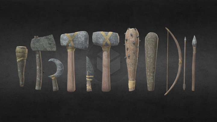 Stone Weapons pack 3D Model
