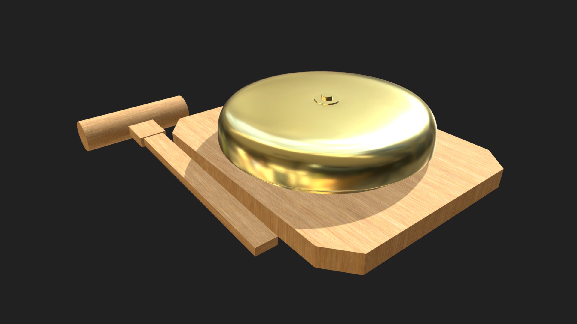 3D model Boxing bell 1 - This is a 3D model of the Boxing bell 1. The 3D model is about a wooden table with a wooden base.