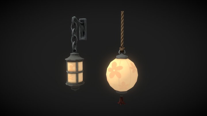 Japanese Lanterns 3D Model