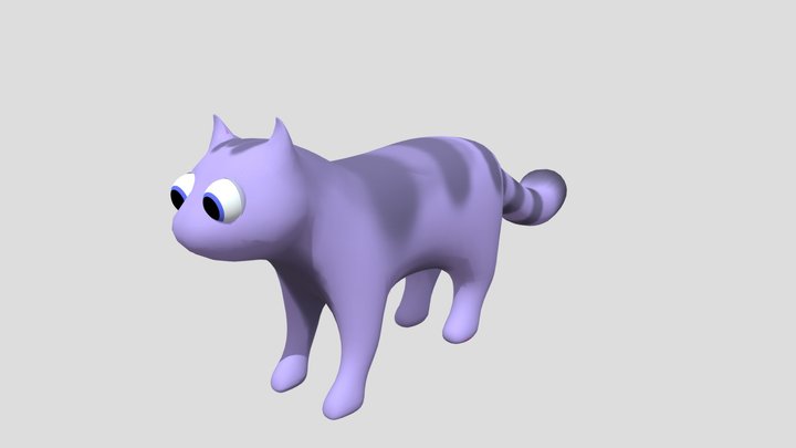 blue cartoon cat 3D Model