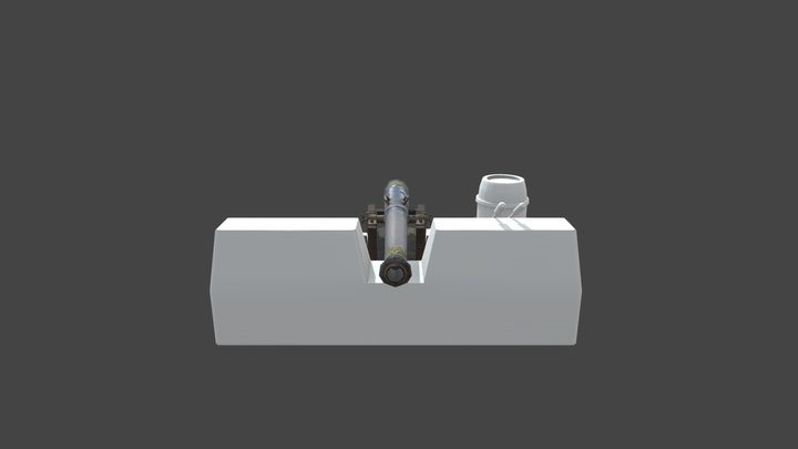 Cannon in Environment Bake 3D Model