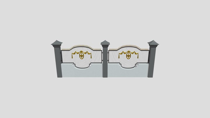 Concrete Fence 3D Model