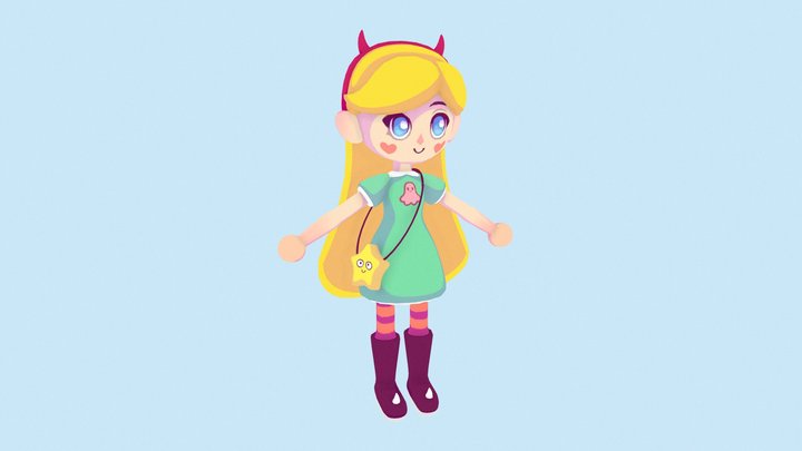 Low Poly Star Butterfly 3D Model