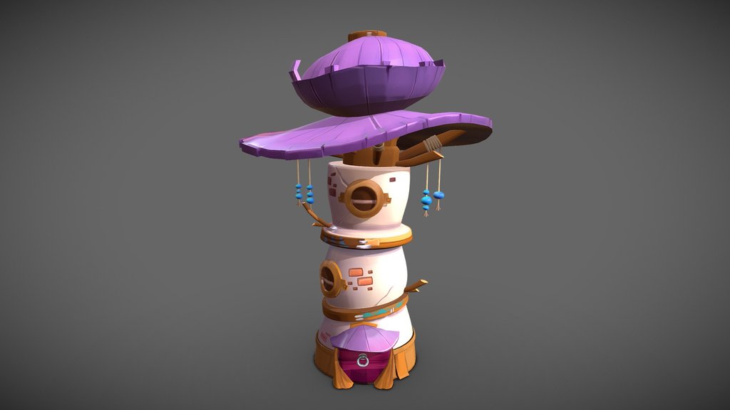 Stylized Fairy House, Fantasy Mushroom Tower