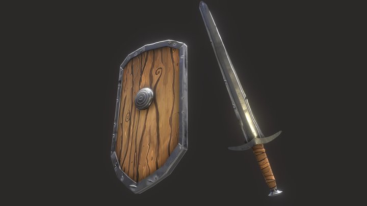 shield and sword 3D Model