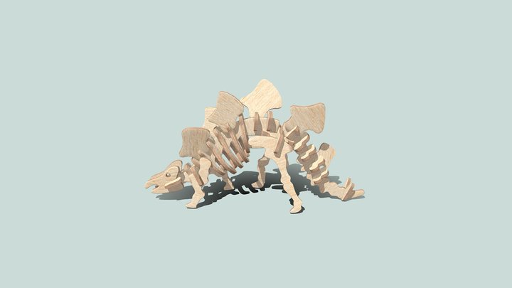 Wooden Stegosaurus Toy 3D Model