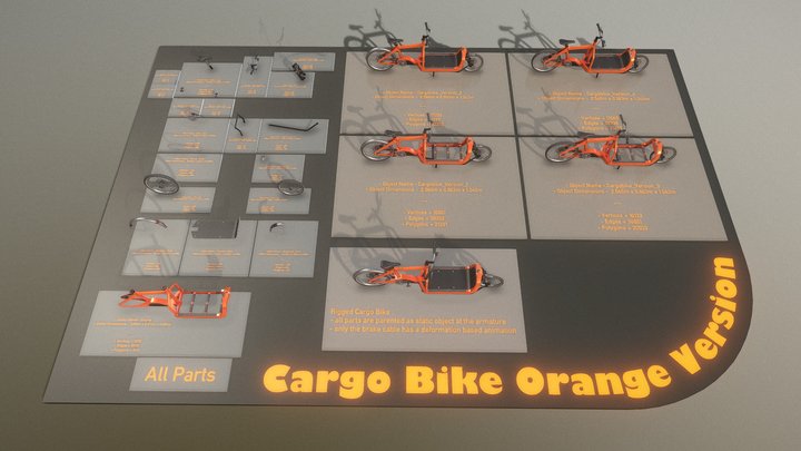 Cargo Bike Orange Version 3D Model