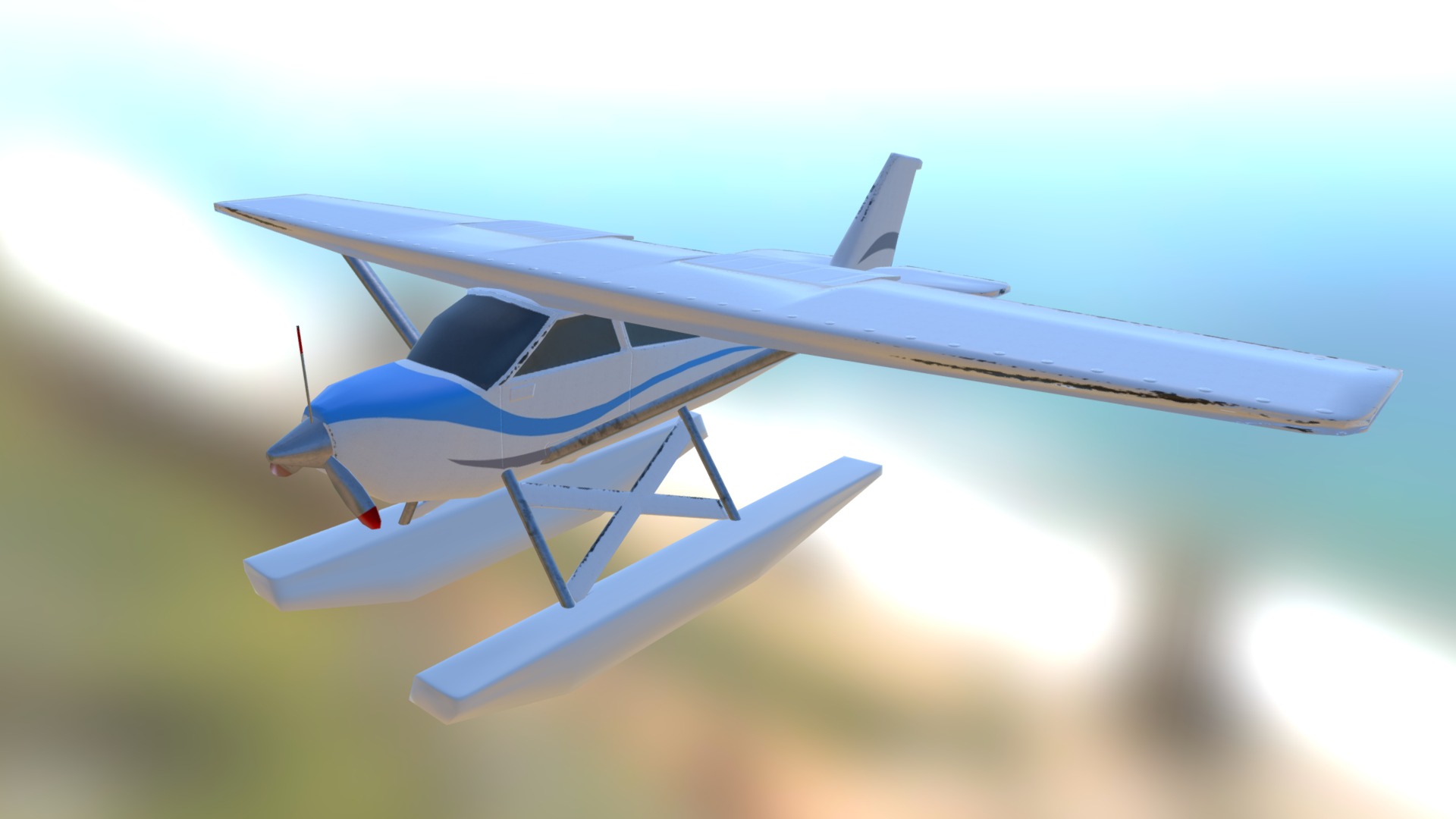 3D model Small Passenger Seaplane - This is a 3D model of the Small Passenger Seaplane. The 3D model is about a small airplane flying in the sky.
