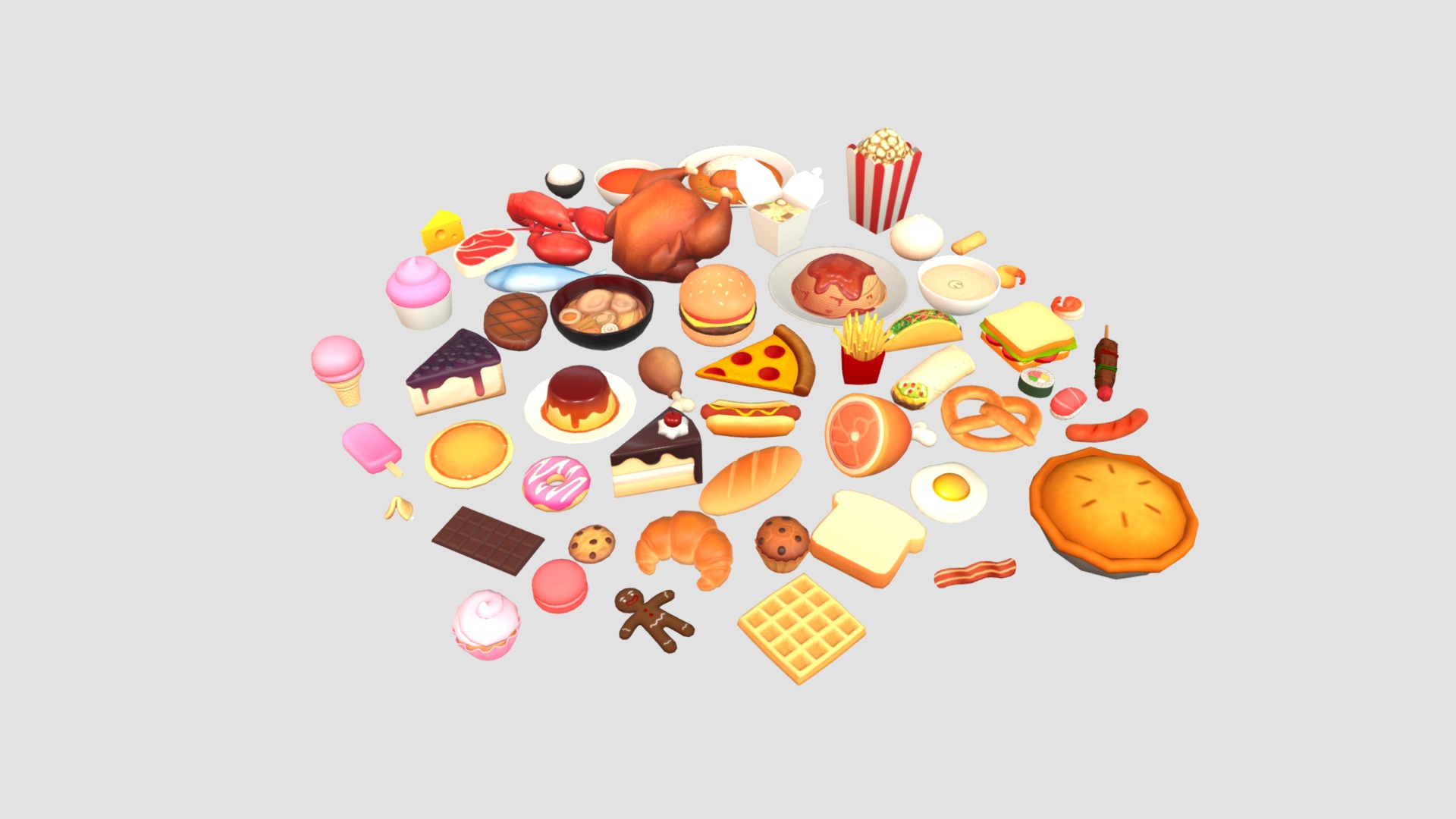 3D model Low Poly Food Pack Vol. 1 - This is a 3D model of the Low Poly Food Pack Vol. 1. The 3D model is about chart.