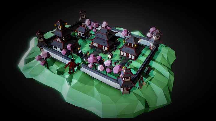 Medieval Japan Scene 3D Model