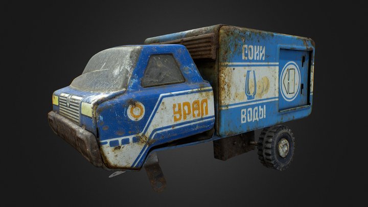 Old USSR Soviet Metal Toy Car URAL Juices Water 3D Model