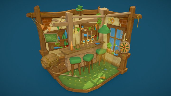 DAE crib - Irish Pub Diorama 3D Model