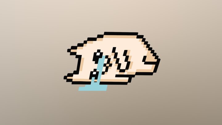 Crying Pixel Cat 3D Model