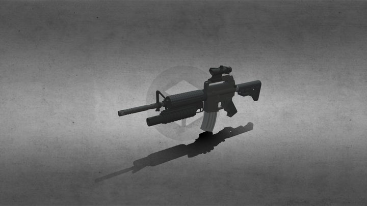 M4a1 Grenade Launcher & Acog Scope 3D Model