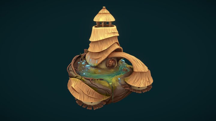 Stylised Thatch Roundhouse 3D Model