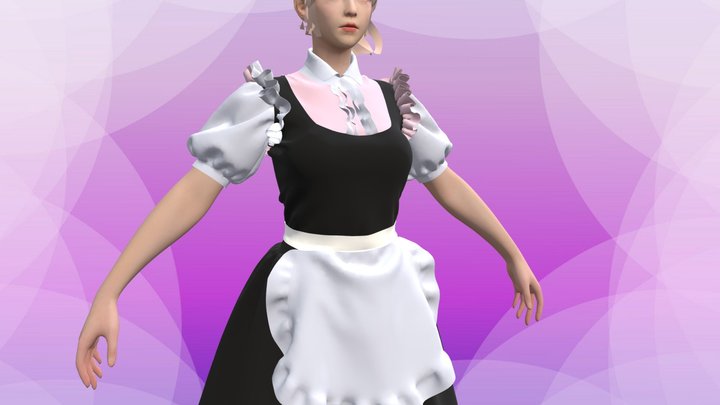 Maid uniform Marvelous Designer project 3D Model