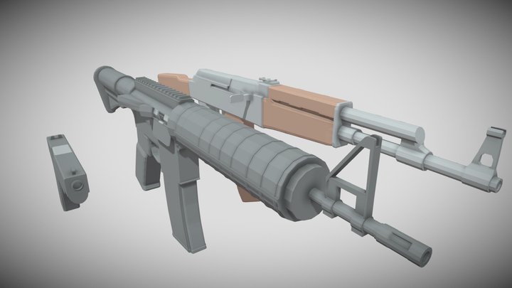 lowpoly gun 3D Model