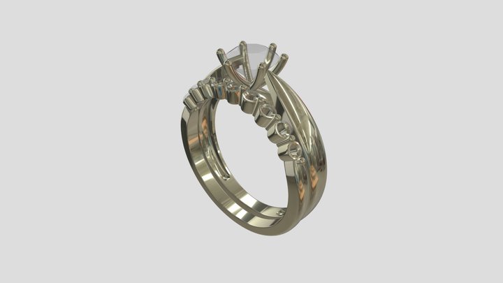 AHR015 gold ring set wedding engagement luxury – Modèle 3D gratuit STL