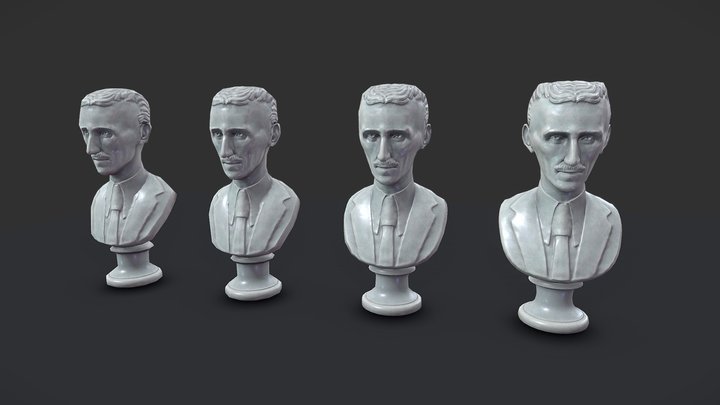 Nikola Tesla Bust: Low-Poly Pack 3D Model